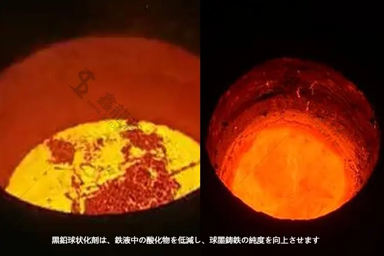 黒鉛球状化剤は、鉄液中の酸化物を低減し、球墨鋳鉄の純度を向上させます