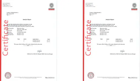 high carbon silicon certificate